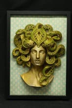Wanddecoratie - 3D-relief mixed-media kunstwerk in een
