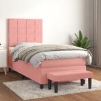 vidaXL Boxspring met matras fluweel roze 80x200 cm, Eenpersoons, Verzenden, Nieuw, 80 cm