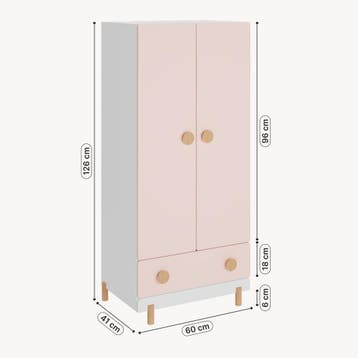 Kinderkledingkast Vaarentaa met lade 126x60x41 cm roze [en.c, Verzenden, Nieuw
