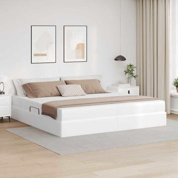 vidaXL Opslag bed met matras met opslag 2 st Wit Leer, Verzenden, Nieuw, Wit