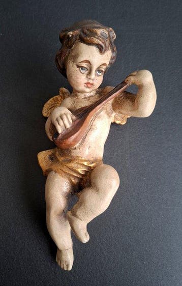 Beeldje - Engel Putte ca. 19cm - Hout