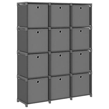 vidaXL Kast met 12 vakken met boxen 103x30x141 cm stof grijs, Overige materialen, 100 tot 150 cm, Verzenden, 100 tot 150 cm