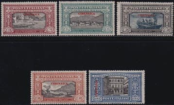 Italiaans Cyrenaica 1924 - Manzoni Serie tot aan 1 l.,, Gestempeld
