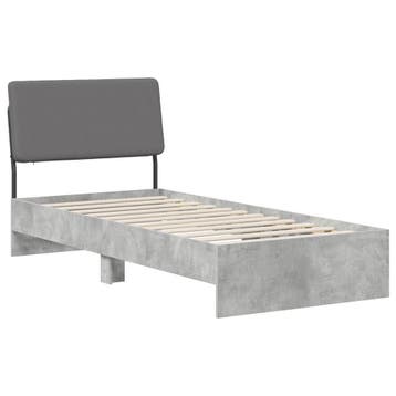 vidaXL Eenpersoonsbed met hoofdbord Betongrijs en lichtgrijs, Verzenden, Nieuw, Grijs, Hout