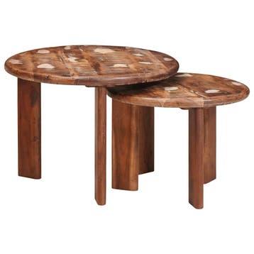 vidaXL Nest Koffietafels 2 st Multikleur Ø 50 x 40 cm, Huis en Inrichting, Tafels | Salontafels, Verzenden, Nieuw, Overige houtsoorten