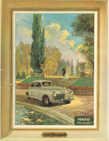 1950 PEUGEOT 203 PROGRAMMA LEAFLET FRANS, Nieuw, Peugeot, Author