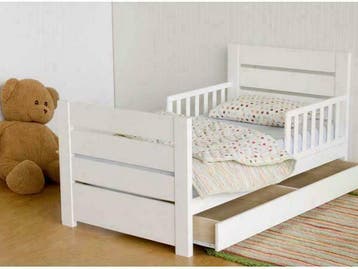 ROCKWOOD® Peuterbed Charlie &amp; Lola 70x150 in dekkend WIT, Nieuw, 70 tot 85 cm, Lattenbodem, 140 tot 160 cm