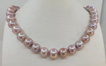 Halsketting 12×13 mm ronde roze Edisonparels, Nieuw