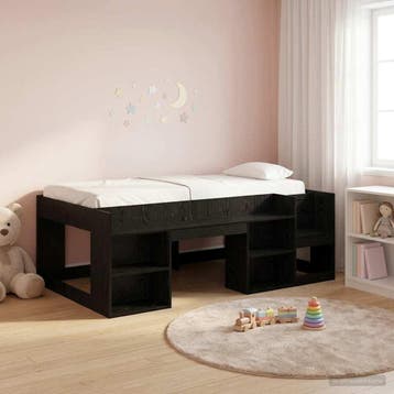 vidaXL Jeugd bedframe met opbergruimte Zwart eiken 80 x 200, Eenpersoons, Verzenden, Zwart, Nieuw
