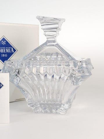 Koekjesdoos - Praag - Kristal - Loodvrij Boheems kristal, Antiek en Kunst, Antiek | Glas en Kristal