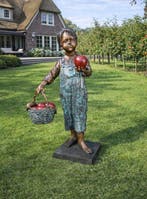 Beeld, Bronze XL: Girl with Appels - 86.5 cm - Brons - 2026, Antiek en Kunst