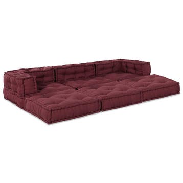vidaXL Modulair Sofabet Stof Bordeaux 210 x 70 x 56 cm, Huis en Inrichting, Woonaccessoires | Kussens, Verzenden, Nieuw, Rood