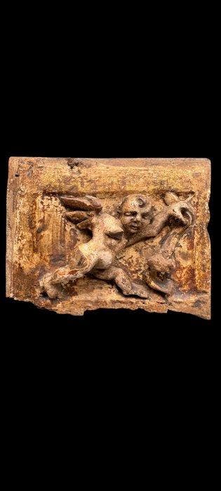Altaarstuk - Hout - S.XVII - Oude Italiaanse putti.
