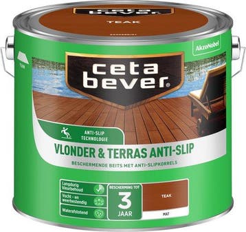 Cetabever Vlonder & Terras Anti-Slip Beits Transparant Mat, 5 tot 10 liter, Verzenden, Nieuw, Beits