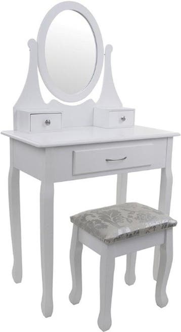 Make-up Tafel Set - Gestoffeerde Kruk - Laatste Stuk!, Antiek, 100 tot 150 cm, Zo goed als nieuw, Hout