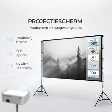 Lunaro Projectiescherm met Statief - Projectiescherm -, Ophalen of Verzenden, Zo goed als nieuw