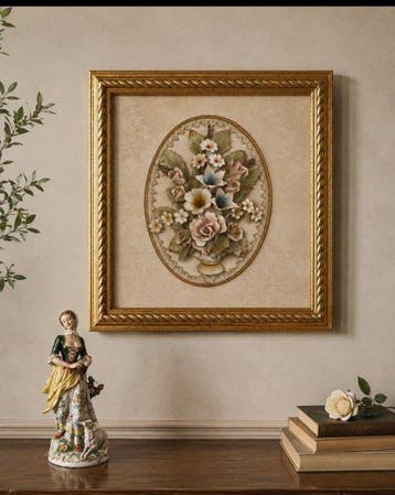 Capodimonte - Lijst (2) - Keramiek - Quadro + Statuetje