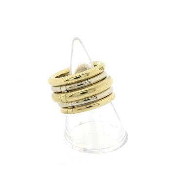 Pomellato bicolor gouden tubolare ring, Gebruikt, Ophalen of Verzenden, 17 tot 18, Dame