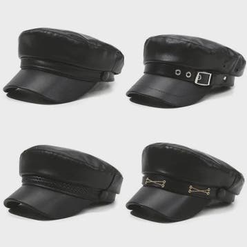 Klassieke Zwarte PU Lederen Baret met Vizier - Retro Stijl P, Verzenden