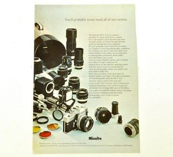 Vintage Minolta SR-T 101 camera-advertentie uit 1971, Verzenden, Gebruikt
