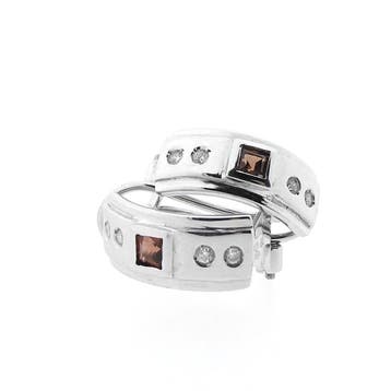 Witgouden oorstekers met zirconia diamanten 0,08 ct., Gebruikt, Ophalen of Verzenden, Met edelsteen, Goud