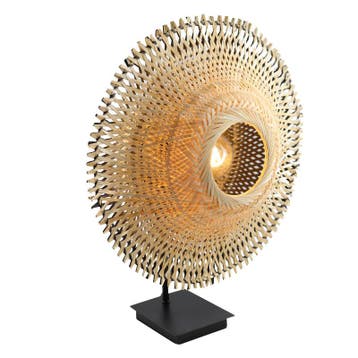 Rotan tafellamp bruin, Cordoba, met schakelaar, Huis en Inrichting, Lampen | Tafellampen, Ophalen of Verzenden, Nieuw, Metaal