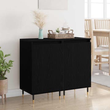 vidaXL Dressoir 2 st Zwart Eiken 40 x 35 x 70 cm, Verzenden, Nieuw, Overige houtsoorten, Minder dan 50 cm