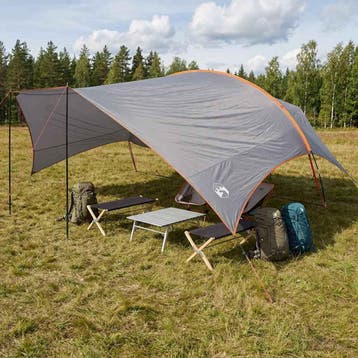 vidaXL Camping Tarp Waterbestendig Grijs en Oranje 695 x 580, Verzenden, Nieuw, Tot en met 2