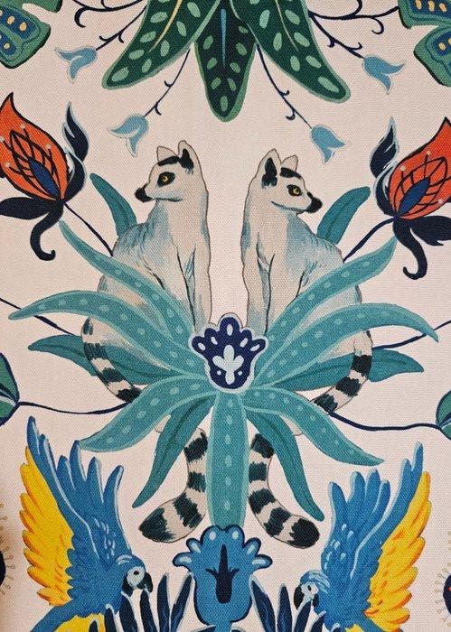 300x280cm! Exclusieve Art Déco stof met papegaaien en, Antiek en Kunst, Antiek | Kleden en Textiel