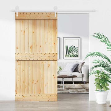 vidaXL Schuifdeur Natuurlijk en Wit 100 x 210 cm Massief, Doe-het-zelf en Verbouw, Deuren en Horren, Verzenden, Nieuw