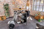 Vintage bartafel UPCYCLING SCOOTER 120cm zilver mangohout, Ophalen of Verzenden, Nieuw