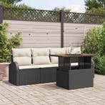 vidaXL Tuin Sofa Set met kussen 5 pcs Zwart en crème, Verzenden, Nieuw, Rotan