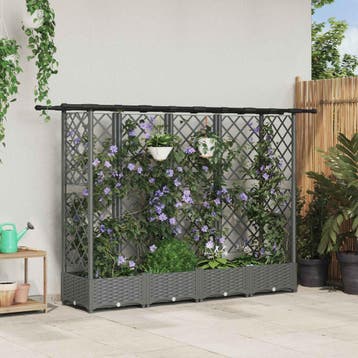 vidaXL Verhoogd Bed met Trellis en Dak Lichtgrijs 202,5 x 40, Verzenden, Nieuw, Minder dan 60 cm, 60 cm of meer