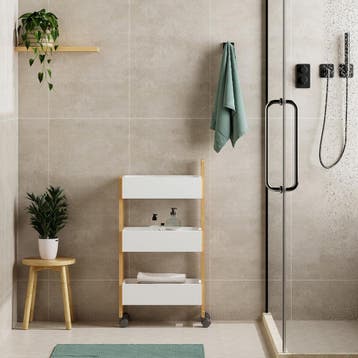 Trolley Varulta bamboe 80x41x20 cm wit [en.casa], Verzenden