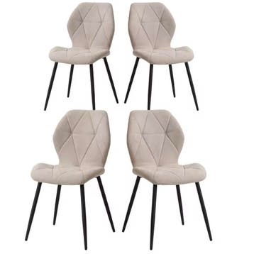 4 Moderne Eetkamerstoelen – Gevoerde Zitting IJzeren Poten, Kunststof, Overige kleuren, Verzenden, Nieuw