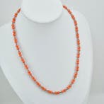 Bloedkoraal - Zilver - Halsketting - CORALLO MEDITERRANEO, Antiek en Kunst