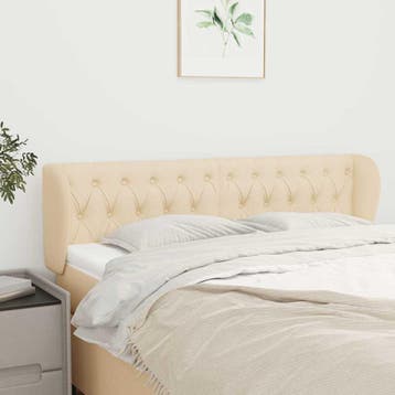 vidaXL Hoofdbord met randen 163x23x78/88 cm stof, Verzenden, Nieuw, Crème, Stof