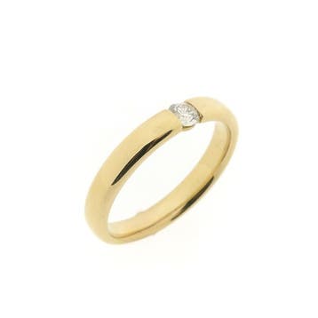 Gouden solitair ring met diamant 0,35 ct., Gebruikt, 20 of groter, Ophalen of Verzenden, Dame of Heer