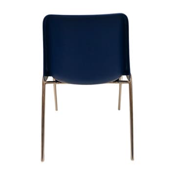 Stapelbare stoel set van 4, blauw/zilver, gebruikt Set, Ophalen of Verzenden, Gebruikt, Overige typen