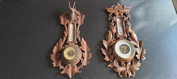 Aneroid barometer - Hout / Glas, Antiek en Kunst