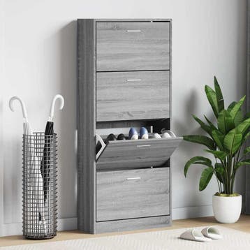 vidaXL Schoenenkast 63x24x147 cm bewerkt hout grijs sonoma, Verzenden, Nieuw