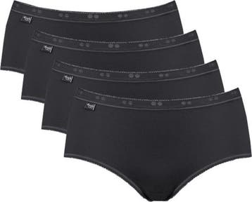 Sloggi - maat 40 - Basic+ Dames Midi slip - 4pack - Zwart, Verzenden