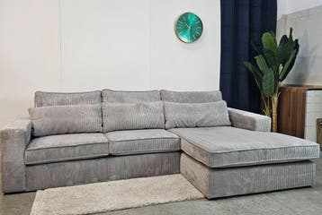 Rib Hoekbank Ribstof Grijs - Professioneel Gereinigd, Ophalen of Verzenden, Nieuw