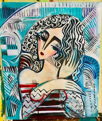 Hrasarkos (1975) - La Belle Saison - cubisme contemporain, Antiek en Kunst, Kunst | Schilderijen | Klassiek