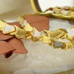 22 Karaat bicolor gouden fantasie schakelcollier (Ketting), Ophalen of Verzenden, Gebruikt, Overige kleuren, Goud