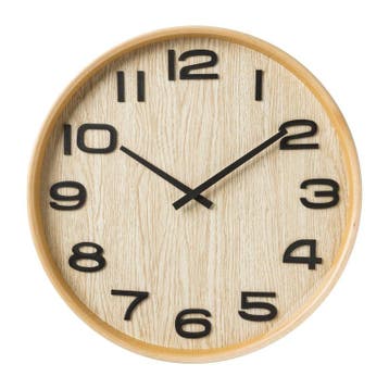 Wandklok houten rand - bruin - ø41 cm, Verzenden, Nieuw