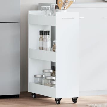 vidaXL Kast met wieltjes 60x22x79 bewerkt hout wit, Huis en Inrichting, Kasten | Overige, Verzenden, Nieuw