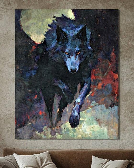 Wysocky John - The Leaping Wolf - XL, Antiek en Kunst, Kunst | Designobjecten