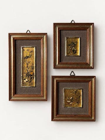 Recanati - Drie decoratieve miniaturen van 22 kt Italiaans
