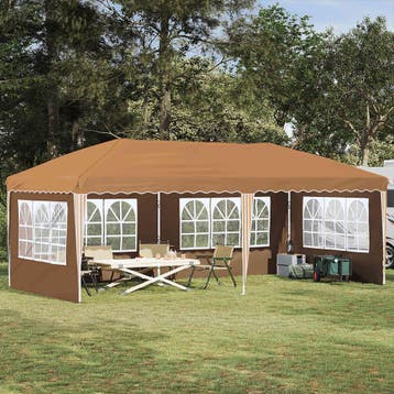 vidaXL Pop-up partytent 575 x 289 x 245 cm Beige, Verzenden, Nieuw, Partytent